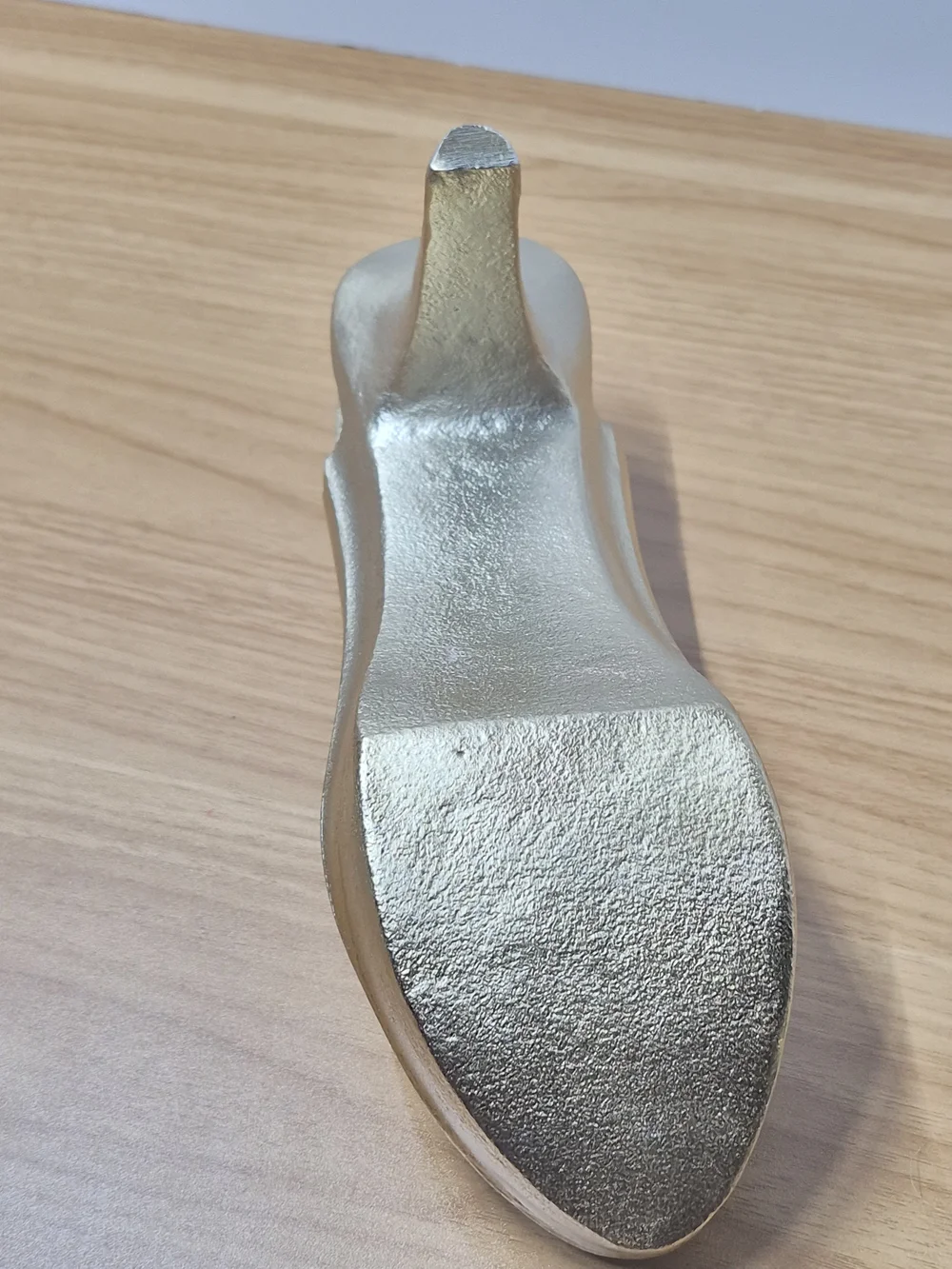 Gold Tone Cast Metal High Heel Paper Weight Decor